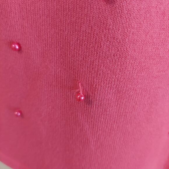 Vintage Pink Beaded Peark Cardigan Button Up Size XS (Flaw) - Picture 7 of 9